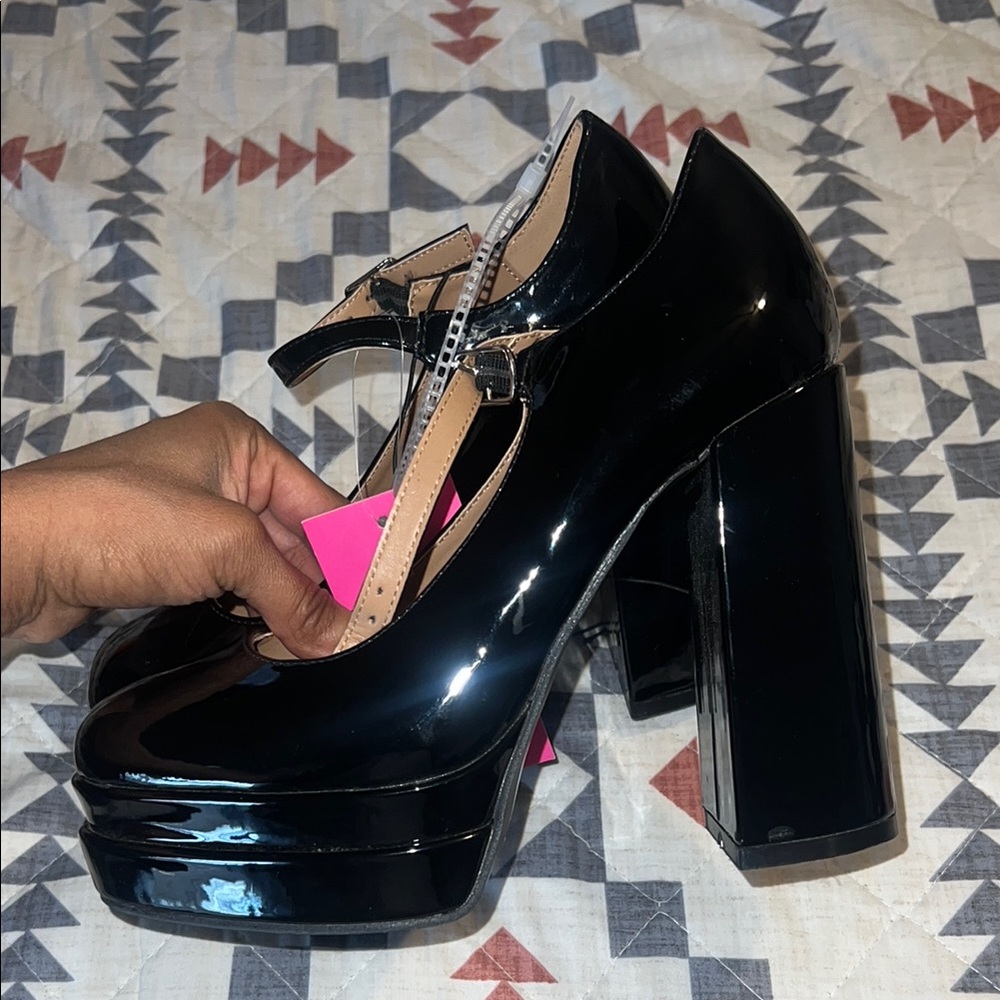 Black Patent Leather Platform Heels